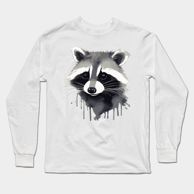 Raccoon watercolor Long Sleeve T-Shirt by aceofspace